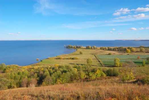 photo of the autumn landscape with river