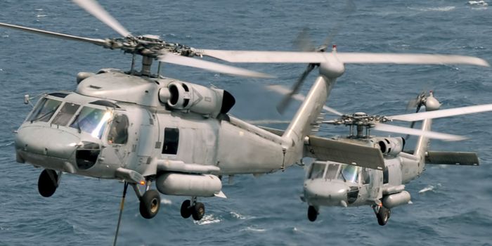 2 SH-60's fly in formation
