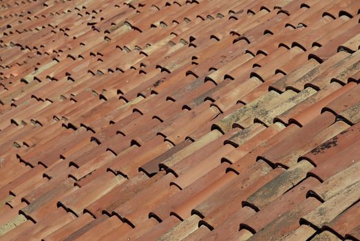 A red terracota roof provides wonderful color, texture and pattern