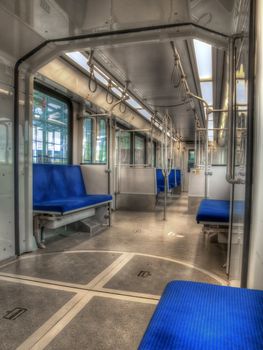 A look at the interior of a brand new light rail transit car.