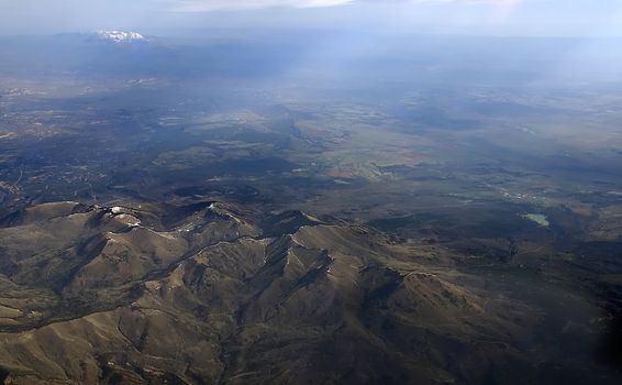 An Aerial image of a beautiful mountain range in the Sierra Nevadas