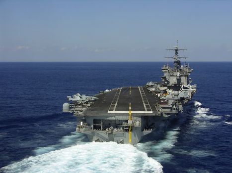 A striking image of a nuclear powered aircraft carrier
