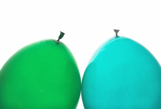 green and blue balloons isolated on white