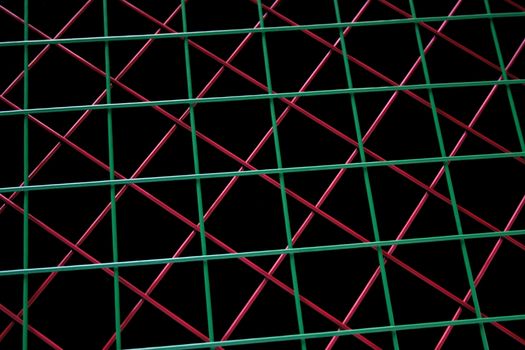red and green grids on a black surface