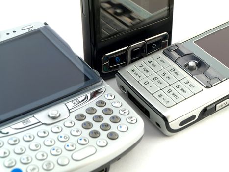 Several Modern Mobile Phones on White Background