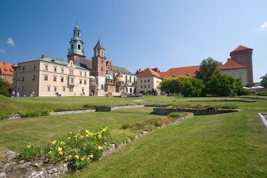 Beautiful summer view of medieval wawel castle in Cracow, Poland