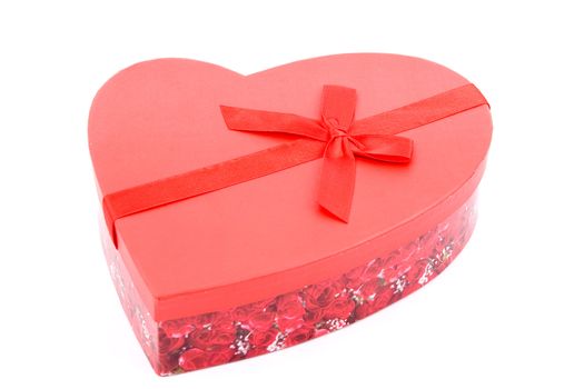 Valentine's heart box with red tape and bow