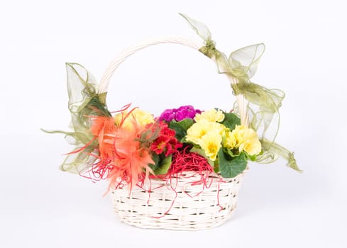 Basket full of colorful flowers