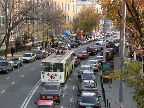 The traffic congestion on moscow  street