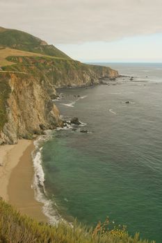 Big Sur is a sparsely populated region of the central California, United States coast where the Santa Lucia Mountains rise abruptly from the Pacific Ocean.