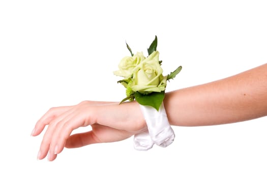 Beautiful wedding bracelet with green roses