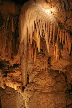 Crystal formations in Lake Shasta Caverns