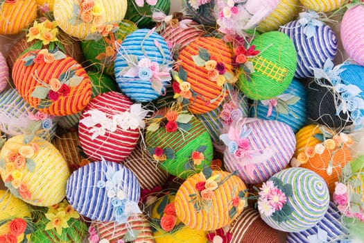 Beautiful handmade colorful easter eggs background