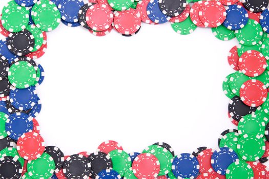 Frame made of poker colorful chips