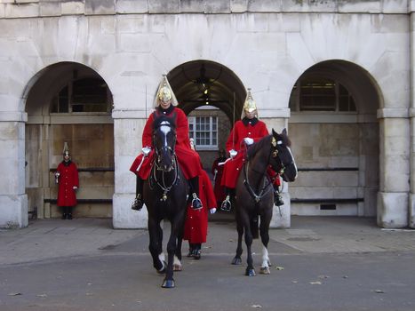 Traditional english mounted guards            