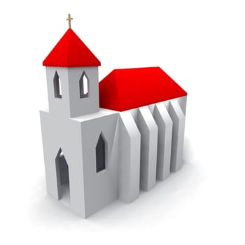 a 3d rendering of a little church