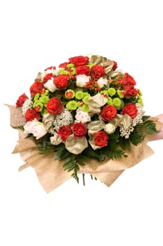 Big colorful bouquet with many flowers