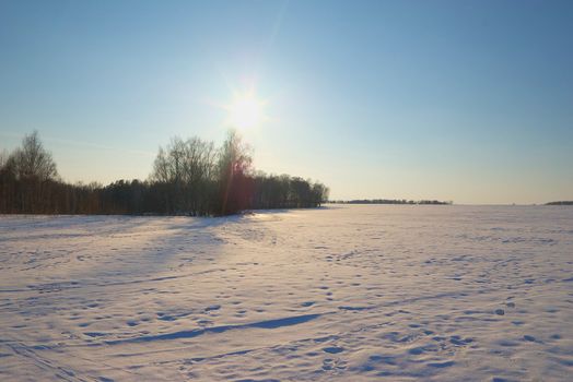 photo of the beautiful snow field in winter