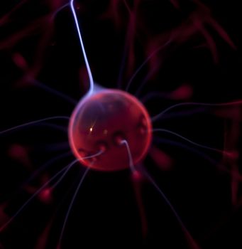 Electric Plasma Sphere over black background