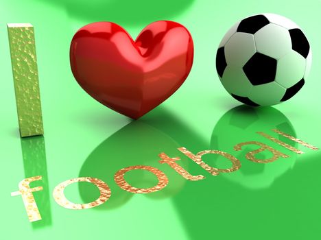 I love football. Abstract symbols on a green background.