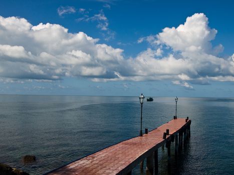 The picture of pier of the paradise at the mirax island at cambodia