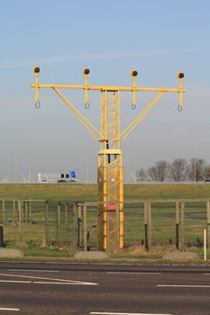 The traffic lights near a major airport runway