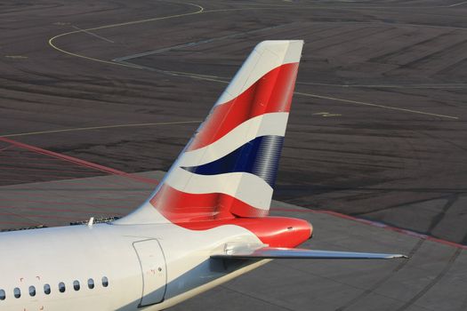 the tail of a middle size airplane