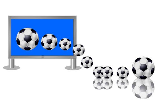 illustration of a flat screen and soccer balls