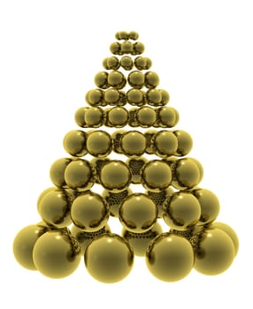 Christmas composition with gold baubles. High quality 3D render.
