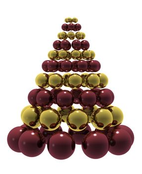 Christmas composition with red and gold baubles. High quality 3D render.
