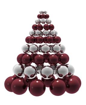 Christmas composition with red and silver baubles. High quality 3D render.
