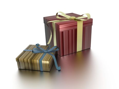 Christmas gifts in colorful boxes. High quality 3D render. 
