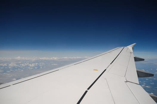 airplane wing during flight
