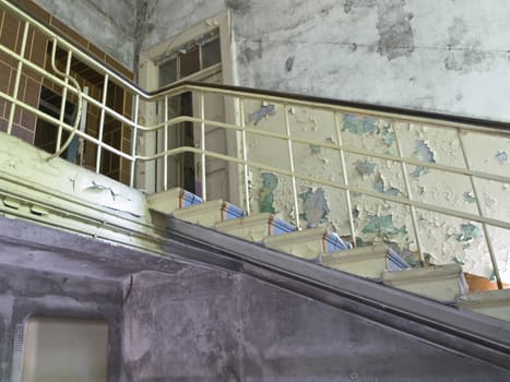 the staircase in the old destroyed house