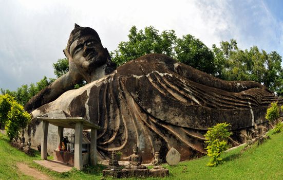 Buddha statues at the beautiful and bizarre buddha park in Vientiane/Laos.

