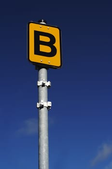 Traffic sign against the sky