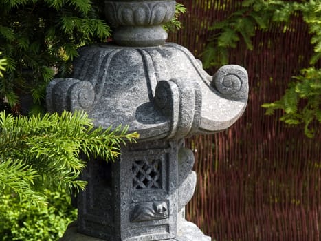 Details of Pagoda statue in a Japanese garden