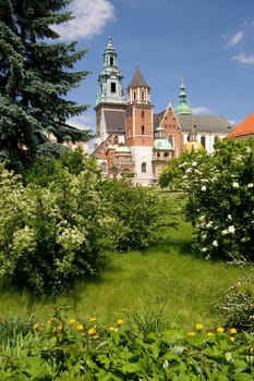 Beautiful spring view of Wawel Castle in Cracow, Poland