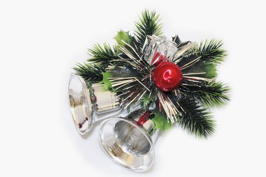 christmas silver bells and pine decoration for the home