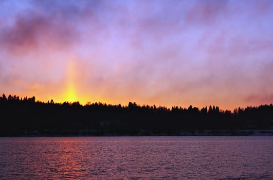 Sunset at lake