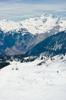 View at Courchevel ski resort, French Alps