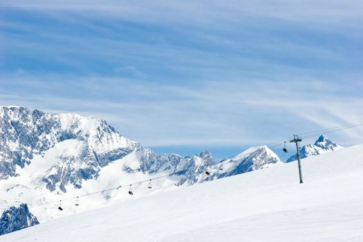 Chairlift at ski resort, French Alps