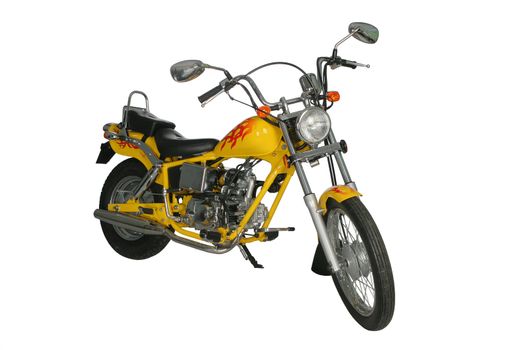 Yellow motorcycle isolated on white background