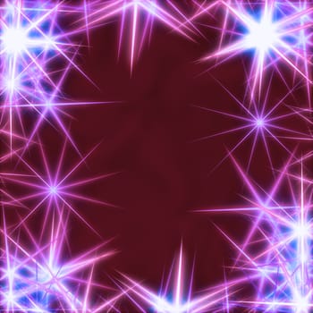 blue stars over violet, wine-red background, lights, gleams