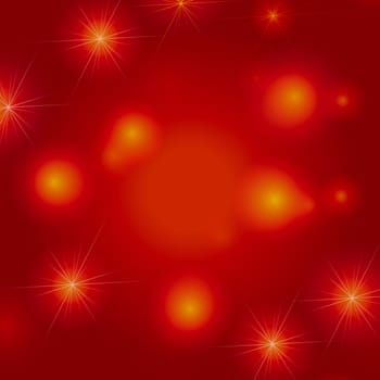 white and yellow stars over red and orange background, lights, gleams