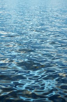 Blue water surface with light reflection