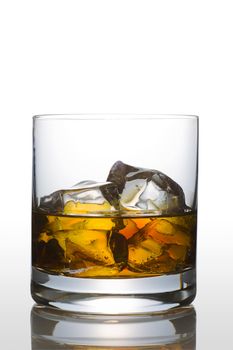 Front view of scotch glass on white background