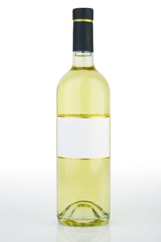 Isolated white wine bottle on white background with clipping path.