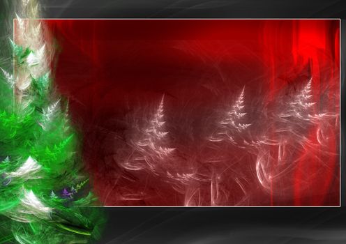 Christmas fur-tree in the night forest. Series fractal world