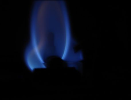 Gas flame with a blue light